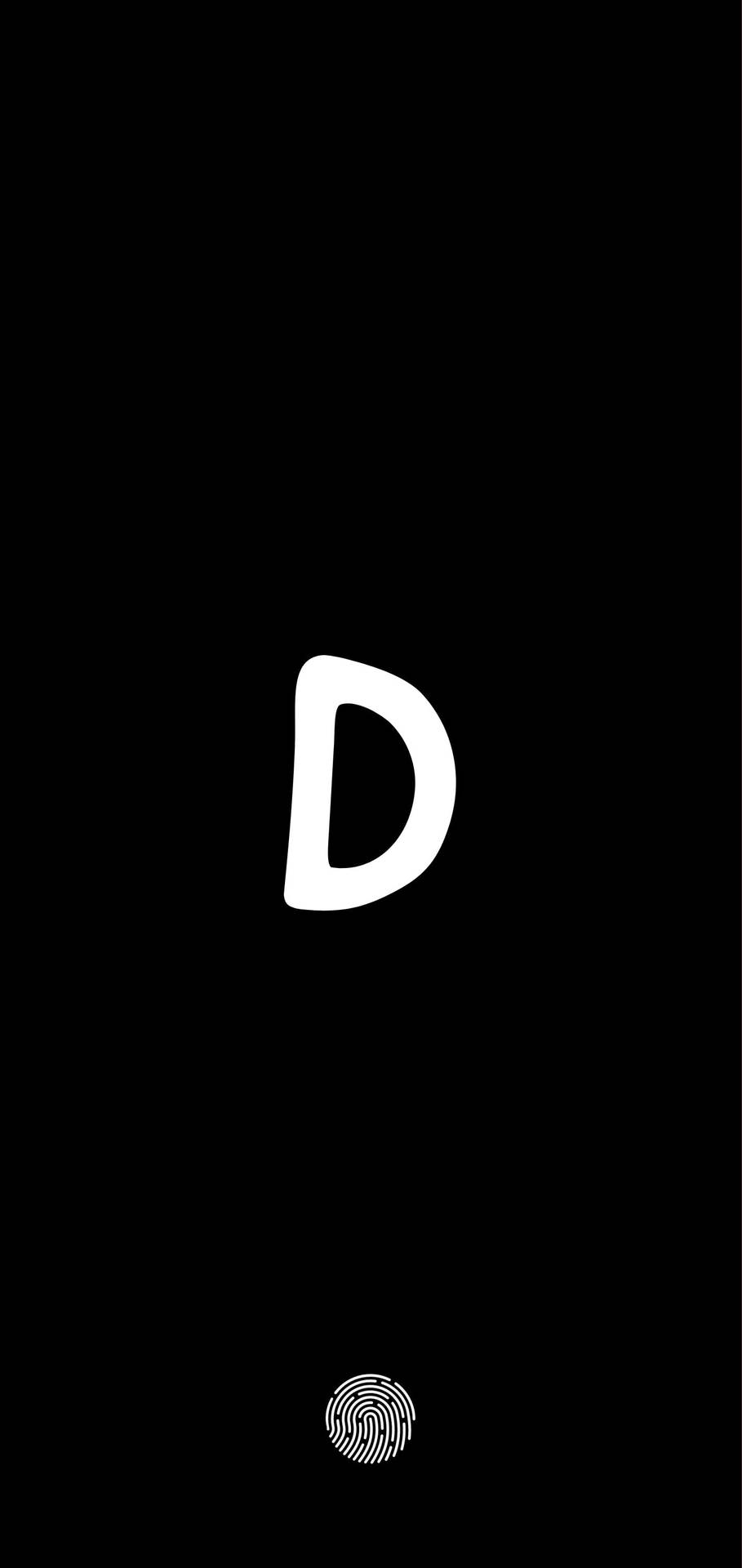 黑色背景上的白色字母 D，下方有指紋圖示。 — 字型 GIF 壁紙