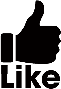 Thumbs Up 桌布 壁紙 — 一個鮮明的黑色背景，帶有微弱的白色文字，以極簡的無襯線字體顯示「Like」。