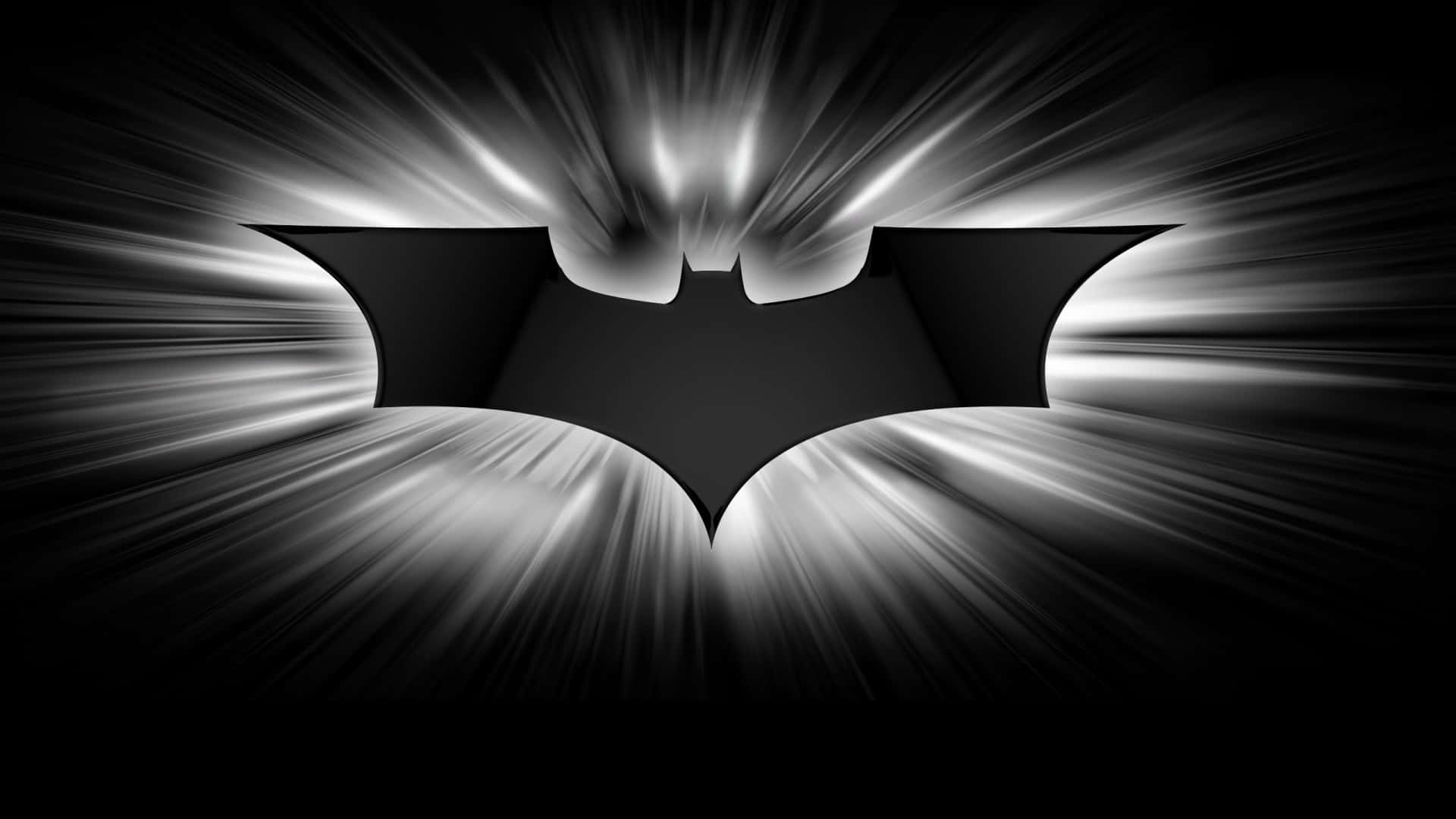 Awesome Batman 桌布 壁紙 — 一個鮮明的黑色蝙蝠符號在黑暗背景下散發出明亮的白色光線。