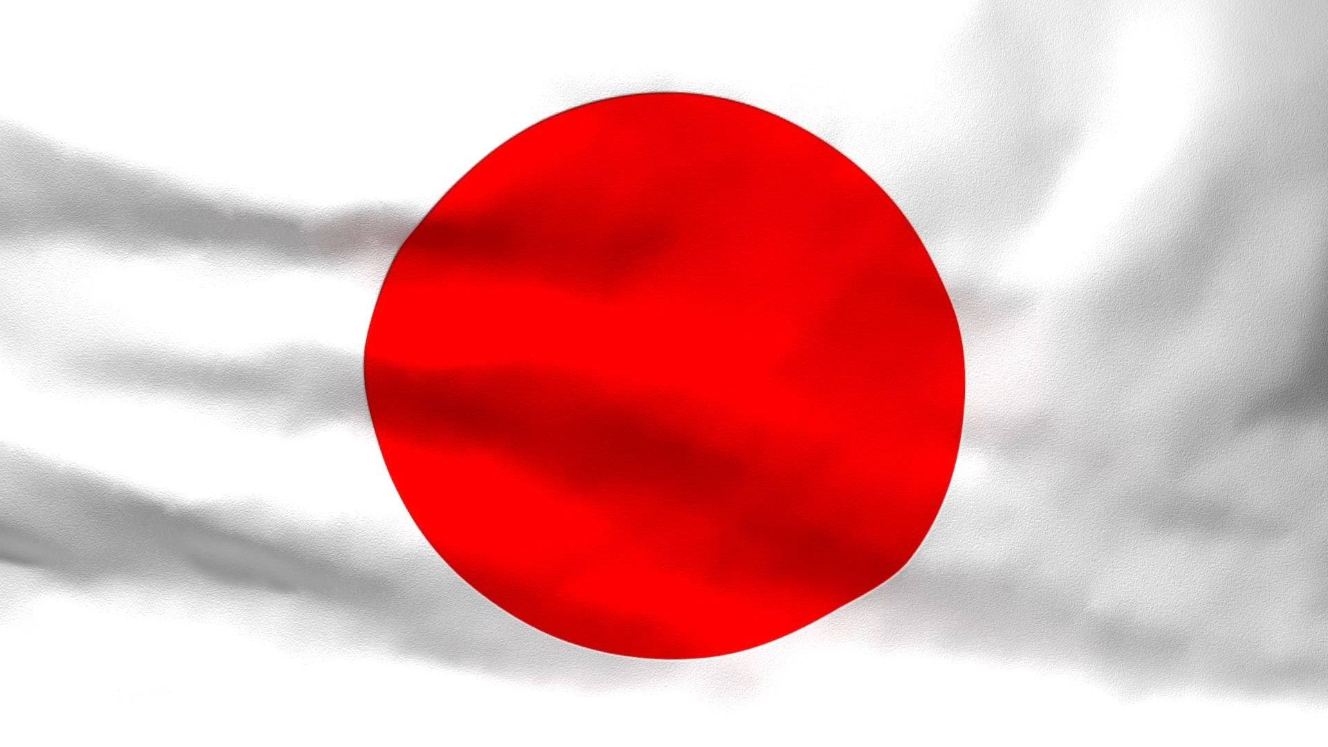 日本國旗，白色背景上有紅色圓圈，在風中飄揚