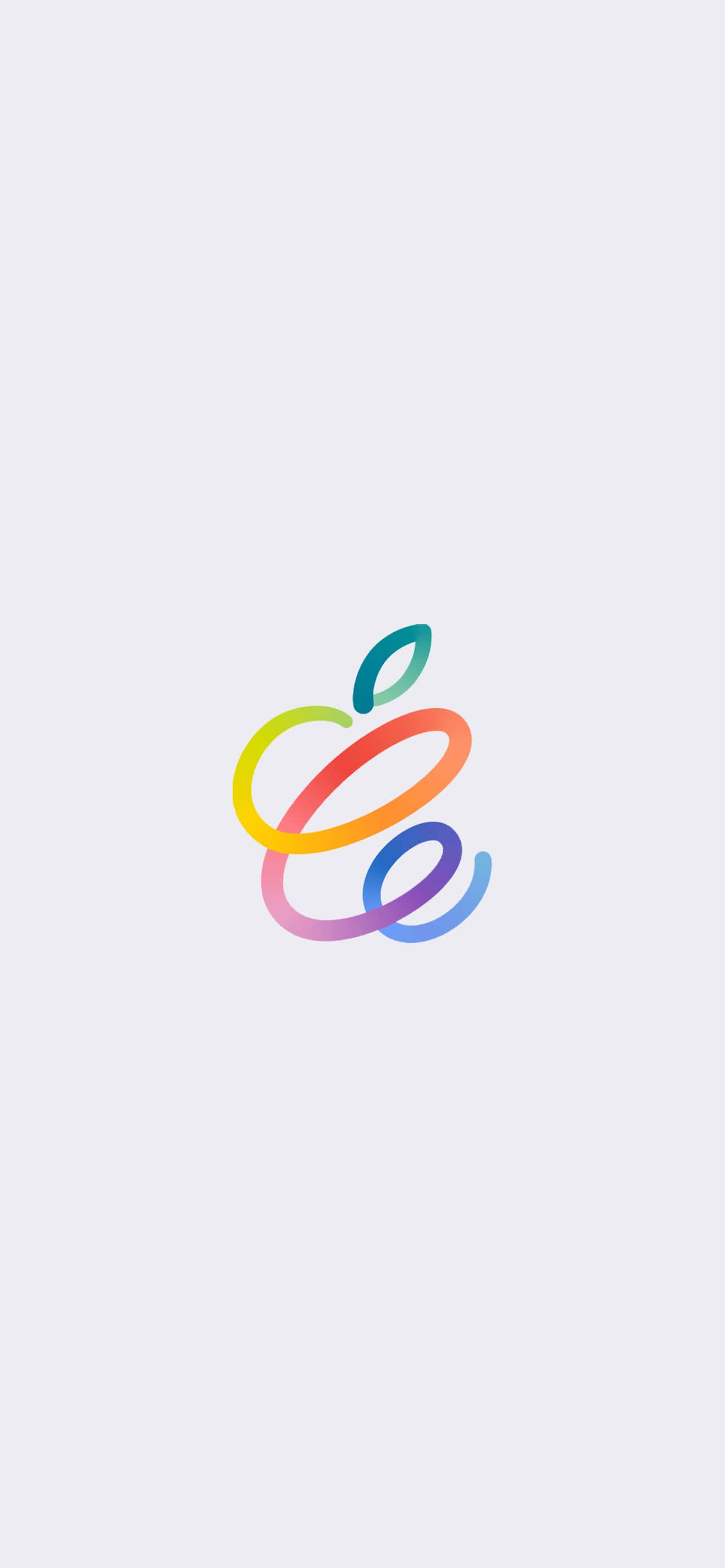iPhone White 桌布 壁紙 — 一個鮮豔的彩虹漸層Apple標誌，居中在淺灰色背景上。