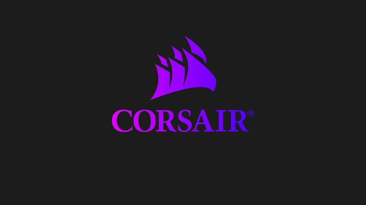 Rgb 桌布 壁紙 — 一個鮮豔的紫色Corsair標誌，中央有一個風格化的船隻剪影，位於純黑色背景上。