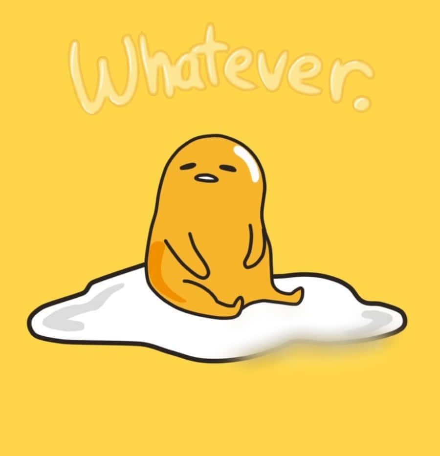 黃色卡通角色坐在白色水坑上，帶有文字「Whatever.」 — 蛋黃哥 壁紙