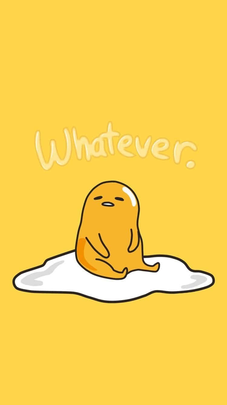 黃色卡通角色坐在白色水窪上，帶有「Whatever.」文字