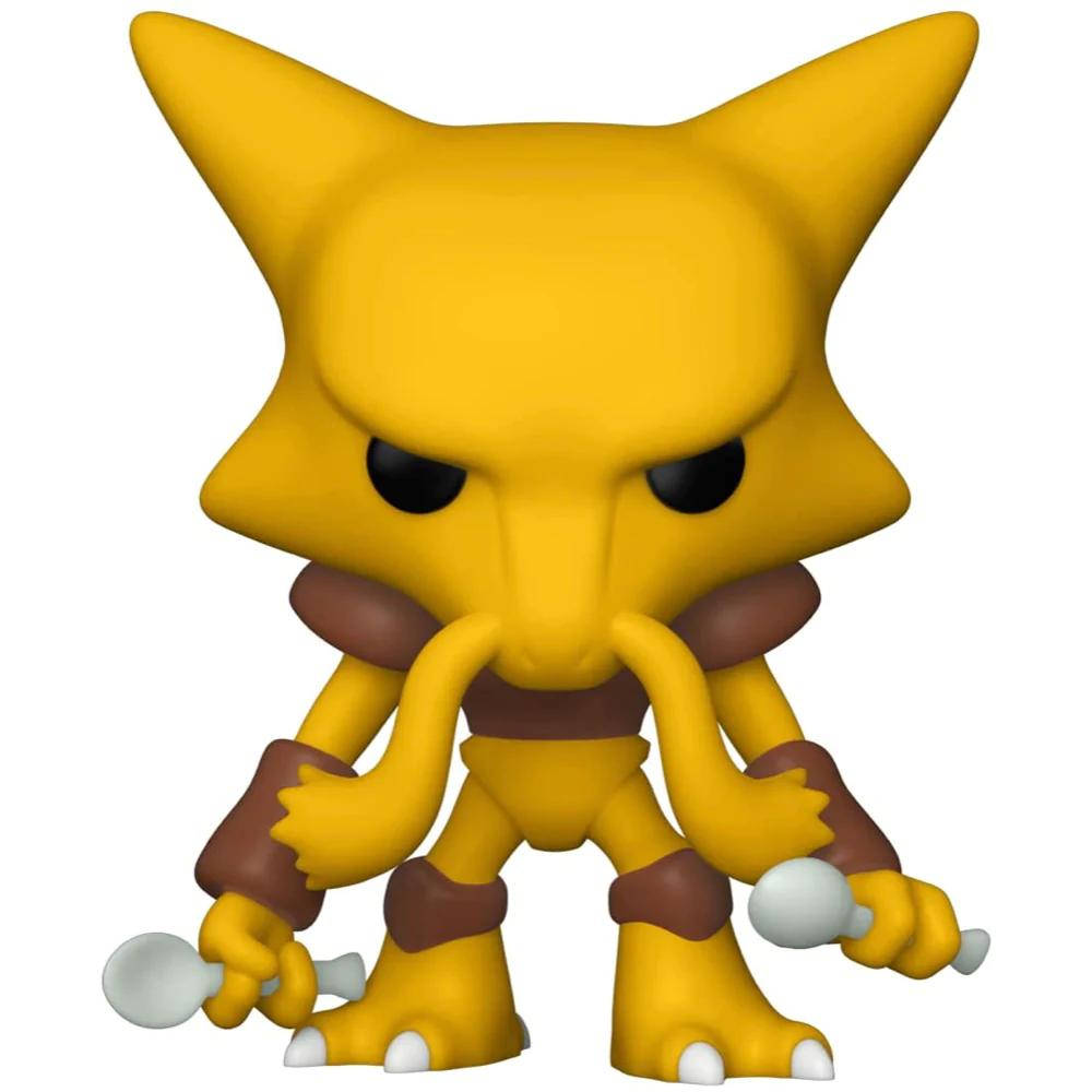 Funko Pop 桌布 壁紙 — 一個黃色的Alakazam Funko Pop公仔，在純白色背景前拿著兩隻白色湯匙。