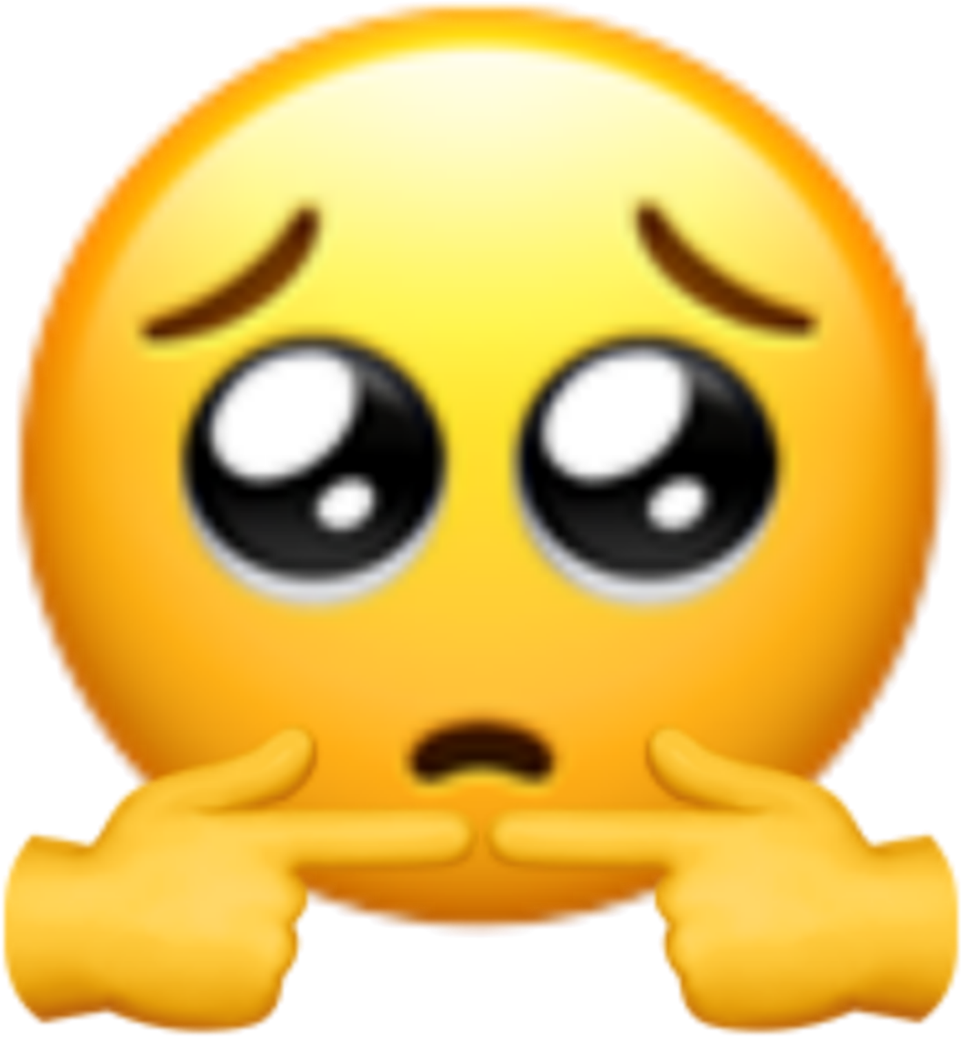 Sad Emoji 桌布 壁紙 — 一個黃色表情符號，眼睛睜大，雙手托腮，在黑色背景前顯得很沉思。