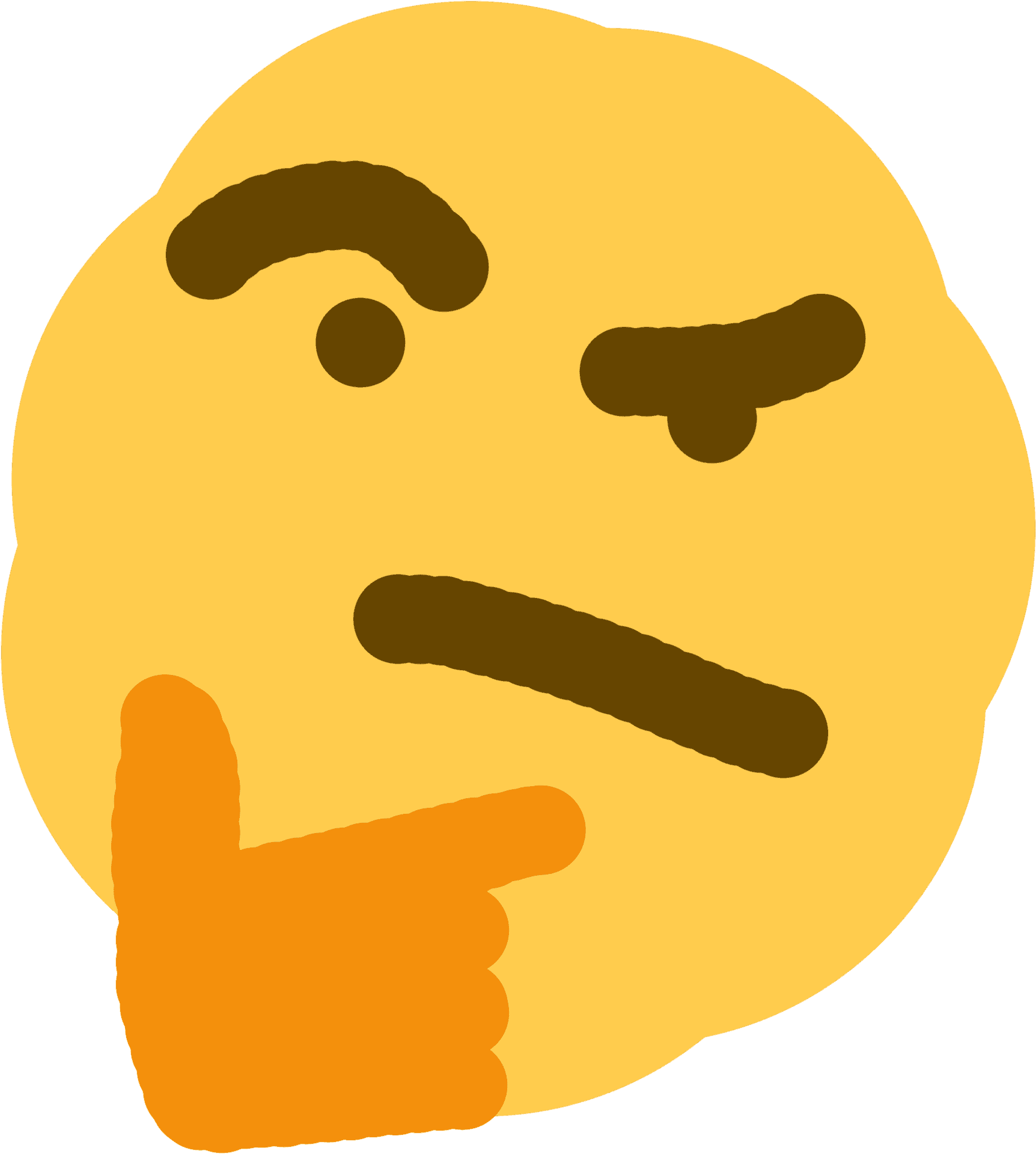 Thinking 桌布 壁紙 — 一個黃色表情符號臉，一隻眼睛閉著，拇指放在下巴上，呈現思考姿勢。