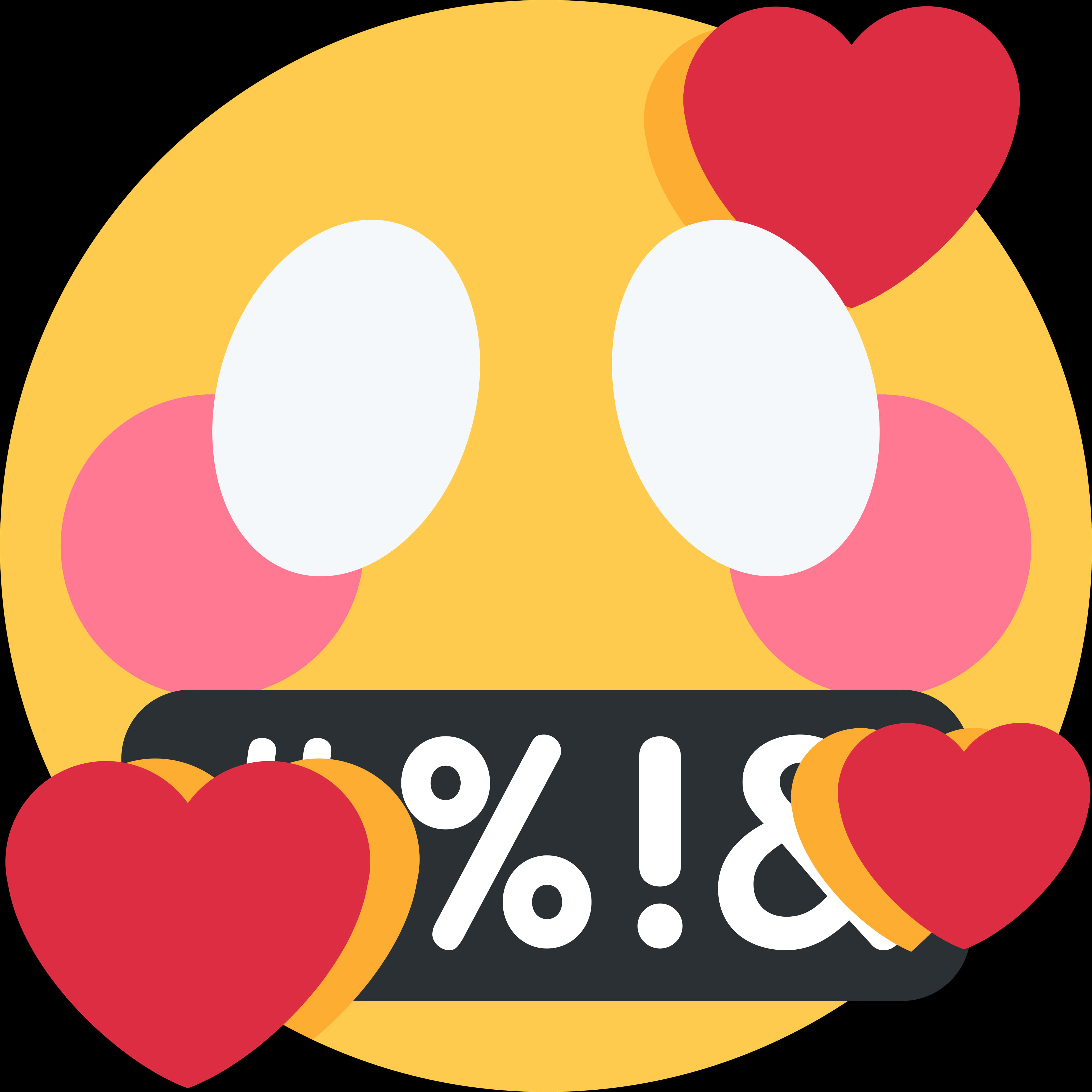 Love Emoji 桌布 壁紙 — 一個黃色表情符號臉，帶有紅潤的臉頰和嘴巴周圍的心形符號。