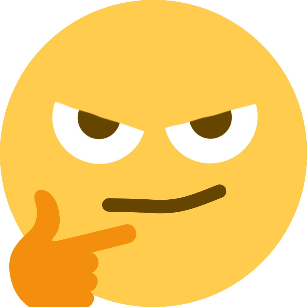 Discord 桌布 壁紙 — 一個黃色表情符號臉，瞇著眼睛，露出得意的笑容，用手指指責地指著。
