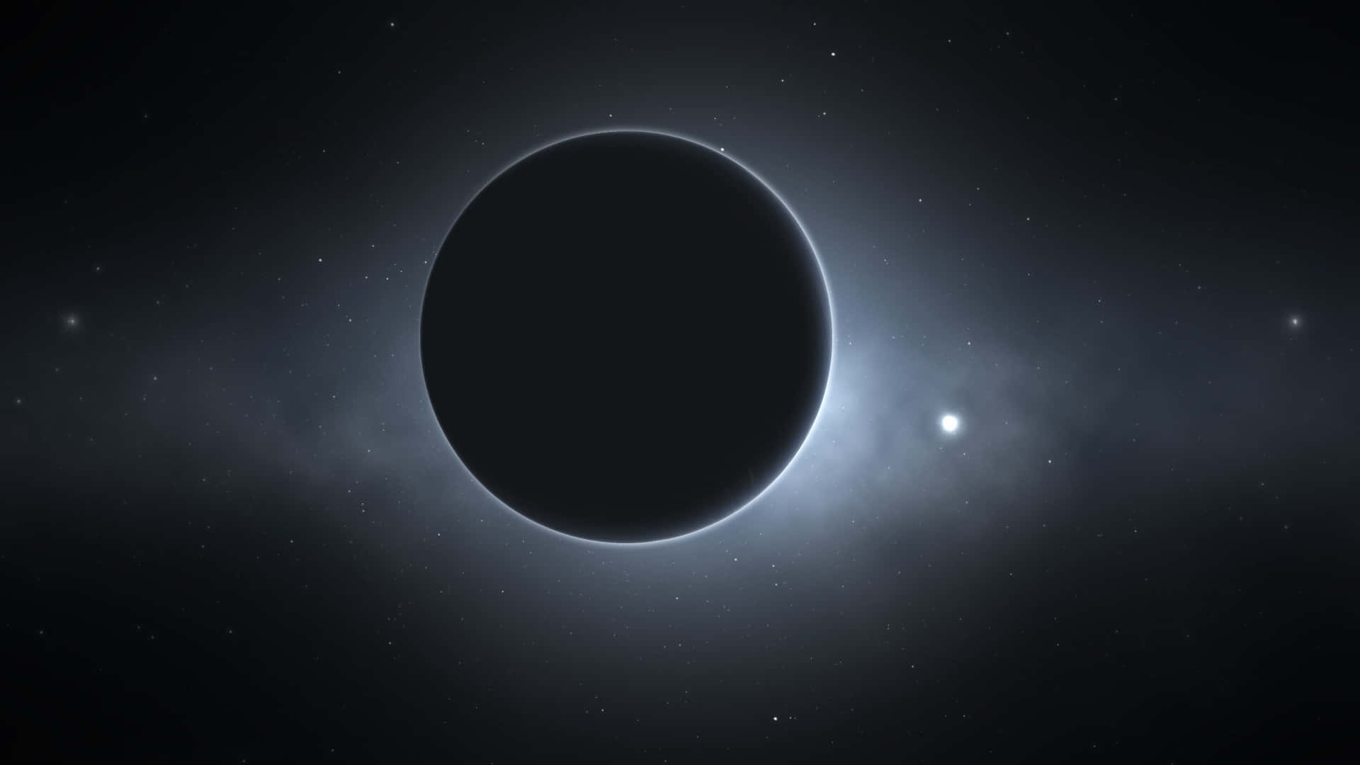 太空美學動圖 桌布 壁紙 — 一個黑洞主宰著一個星場，帶有發光的日冕和深空中的遙遠恆星。