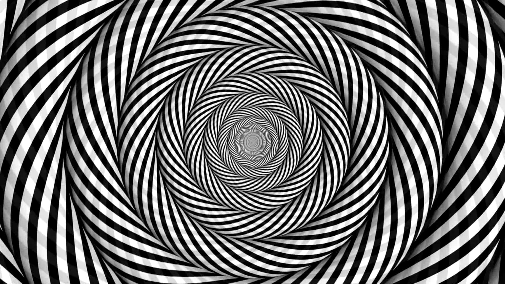 Optical Illusions 桌布 壁紙 — 一個黑白催眠螺旋圖案創造出迷人的視錯覺，將視線吸引向內。