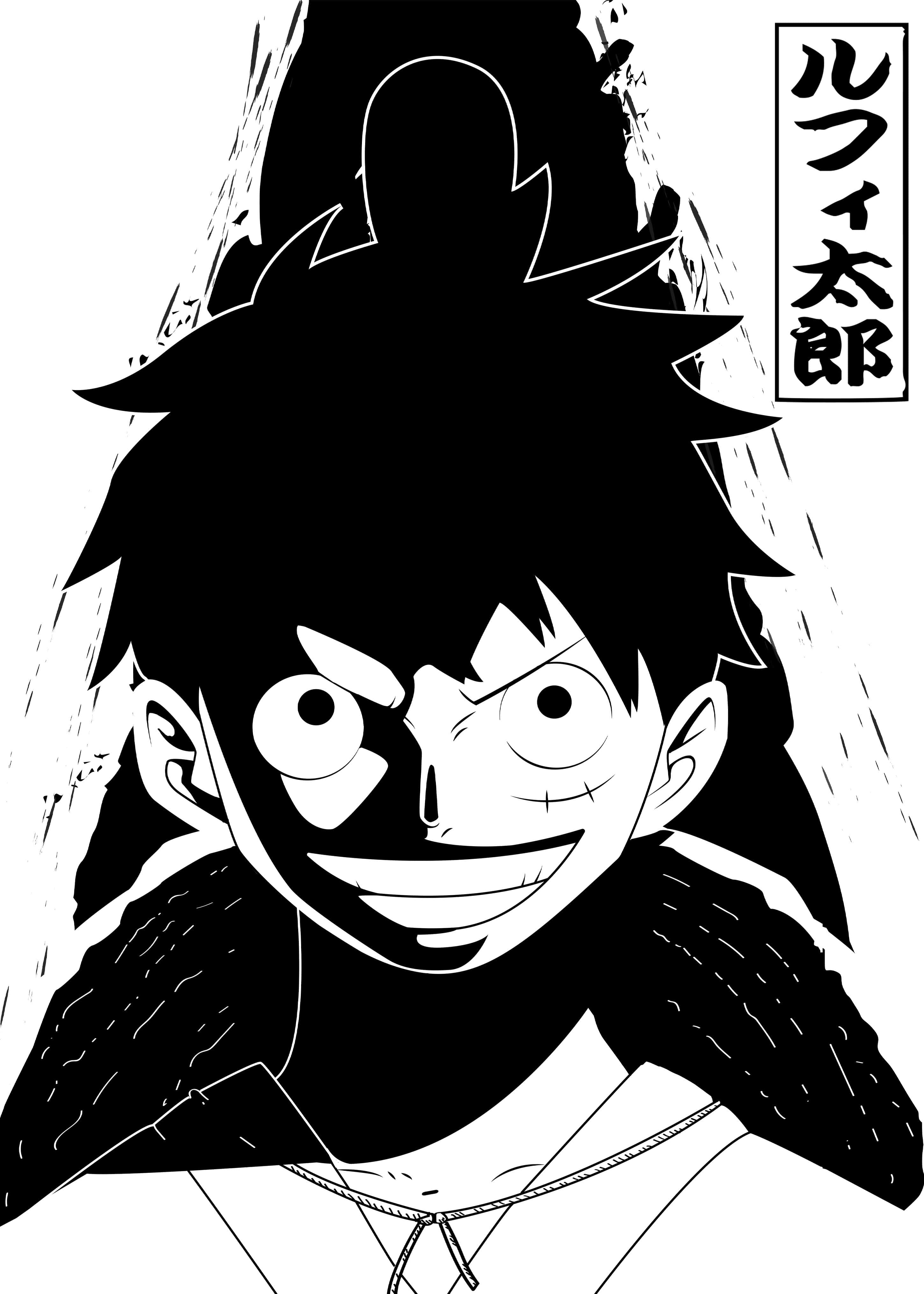 桌布 壁紙 — 一個黑白漫畫面板，描繪一個頭髮尖刺的男孩，咧嘴大笑，淚水順著臉頰流下。