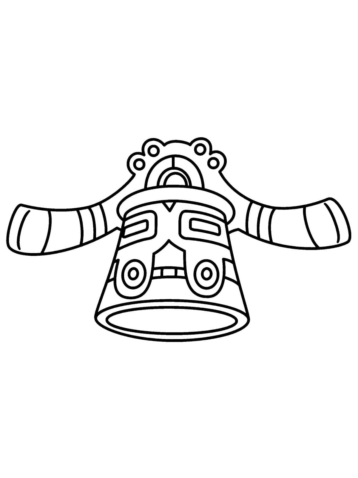 藝術 桌布 壁紙 — 一個黑白線條繪畫，描繪一個風格化的卡通鐘，帶有條紋手臂和裝飾性頂部。