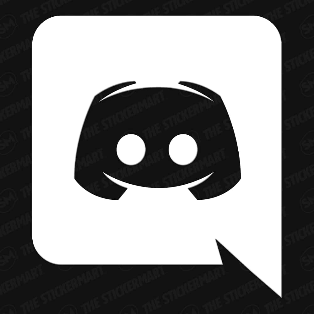 Discord 桌布 壁紙 — 一個黑色和白色的 Discord 標誌在深色背景上的對話氣泡內。