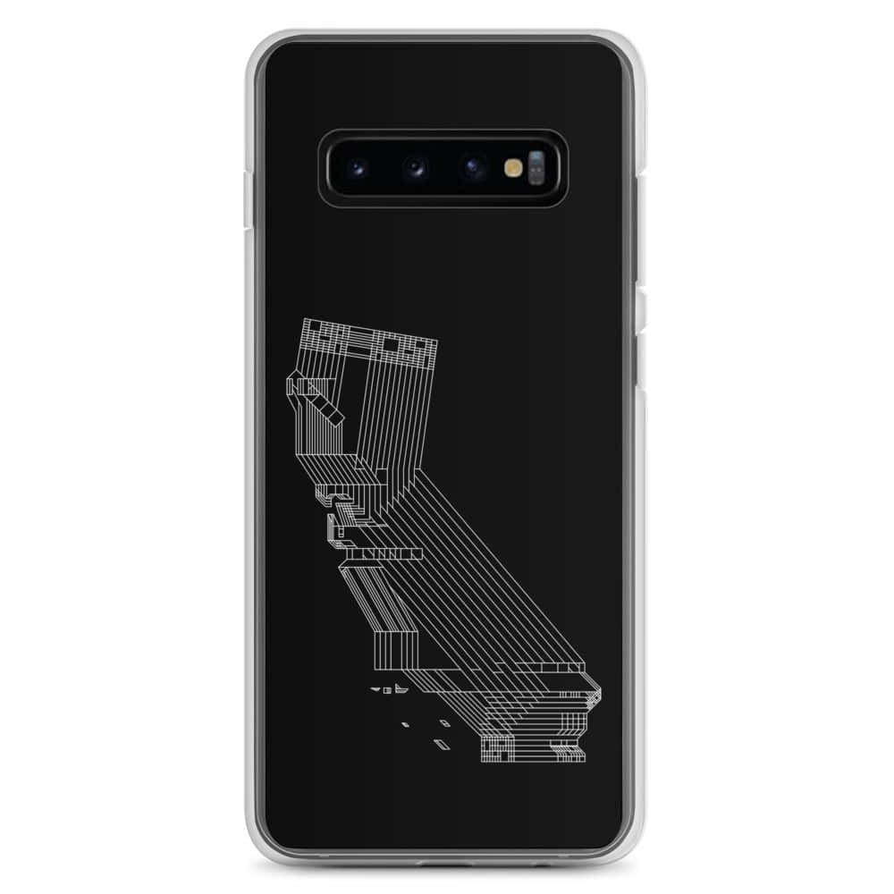 Galaxy S10 桌布 壁紙 — 一個黑色手機殼，帶有白色幾何線條藝術設計的加州州界。