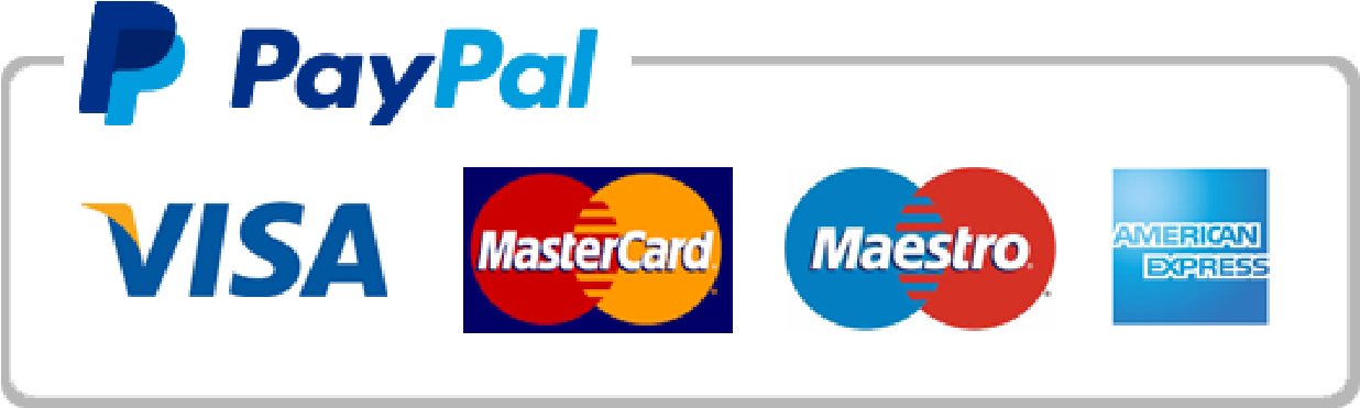 PayPal 桌布 壁紙 — 一個黑色橫幅，顯示PayPal VISA MasterCard Maestro和American Express的標誌排成一排。
