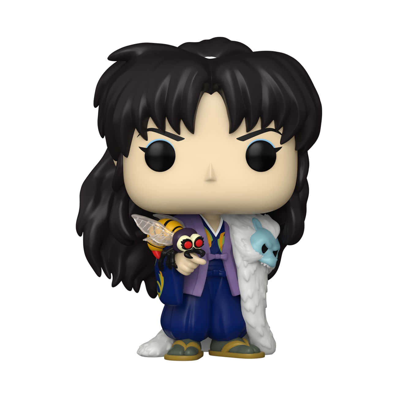 Naraku 桌布 壁紙 — 一個黑色頭髮、大眼睛的角色Funko Pop公仔，抱著一個小生物和一個白色毛茸茸的同伴。