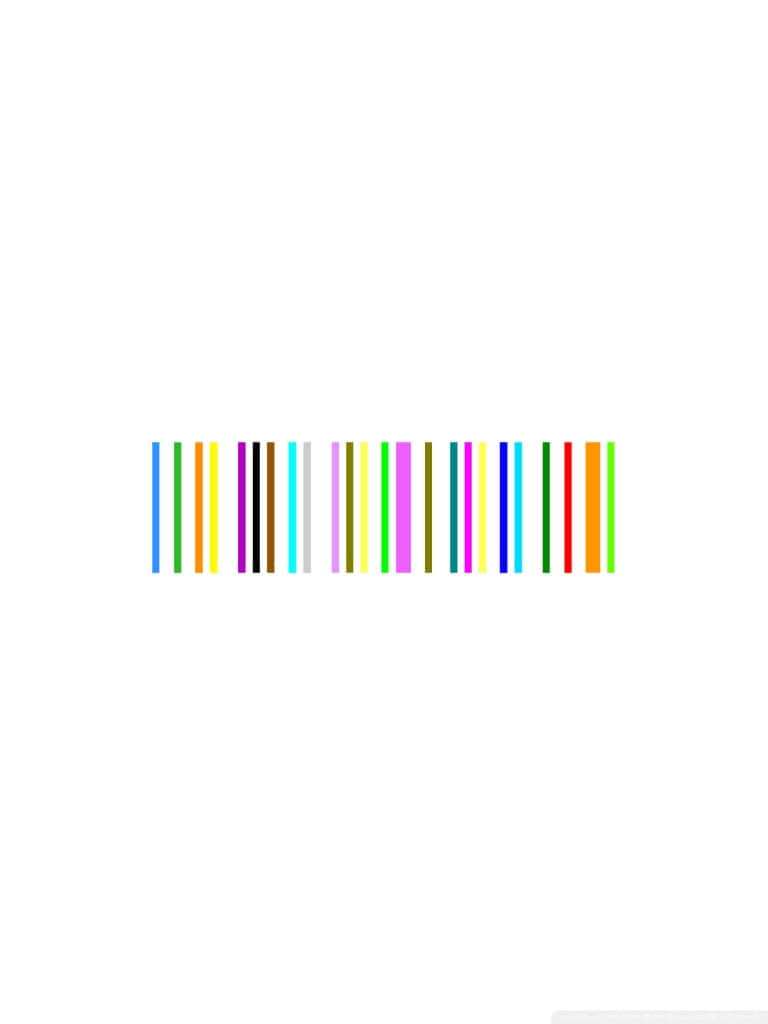 Barcode Scanning 桌布 壁紙 — 一列極簡風格的鮮豔彩虹色垂直條紋，居中排列在純白背景上。