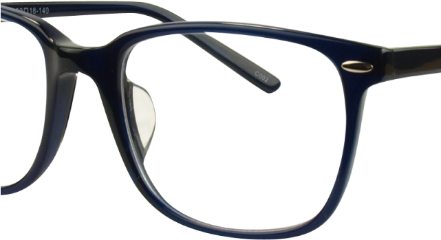 Eyeglasses 桌布 壁紙 — 一副時尚的深藍色眼鏡，配有細框和銀色鏡腿尖端，背景為黑色。
