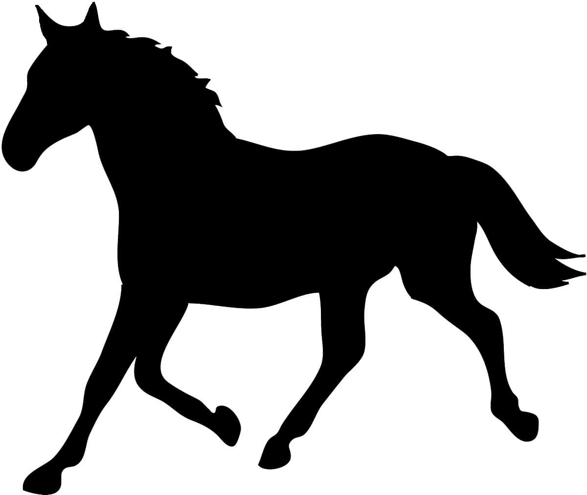 Silhouette 桌布 壁紙 — 一匹奔騰駿馬的醒目黑色剪影，在純白背景上捕捉動態瞬間。