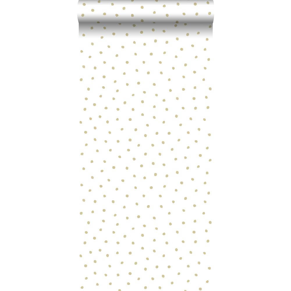 Dot 桌布 壁紙 — 一卷白色壁紙，上面散落著米色圓點，垂直展開。