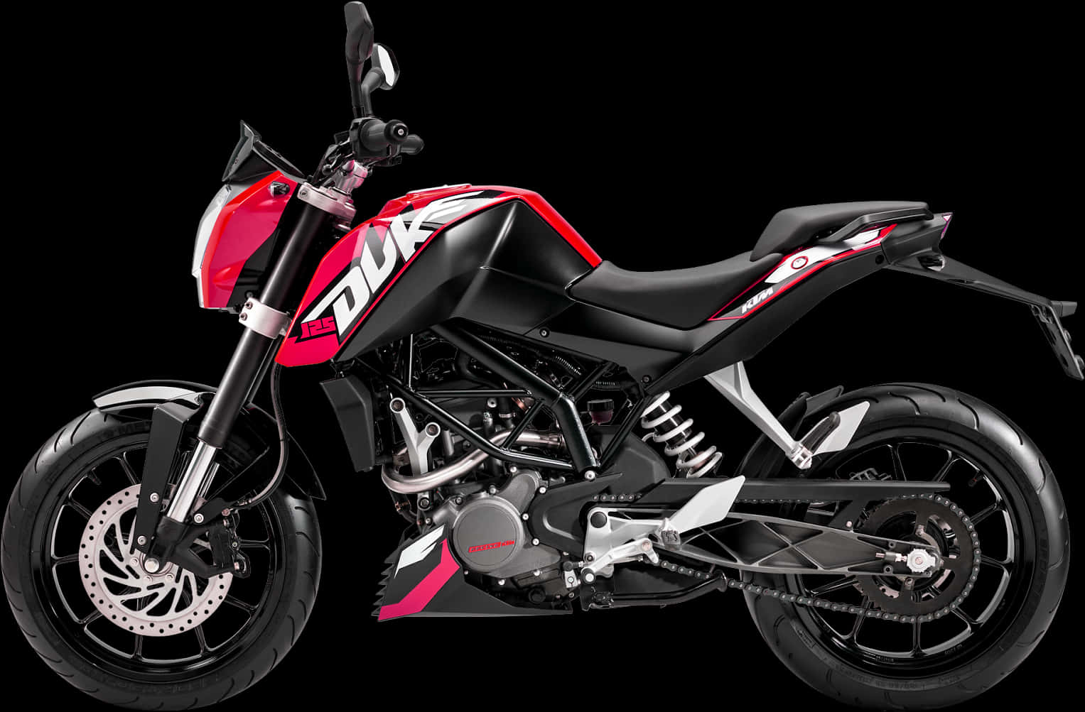 Bike HD 桌布 壁紙 — 一台時尚的紅色和黑色Ducati摩托車，帶有銀色點綴，在純黑色背景上以側面輪廓呈現。