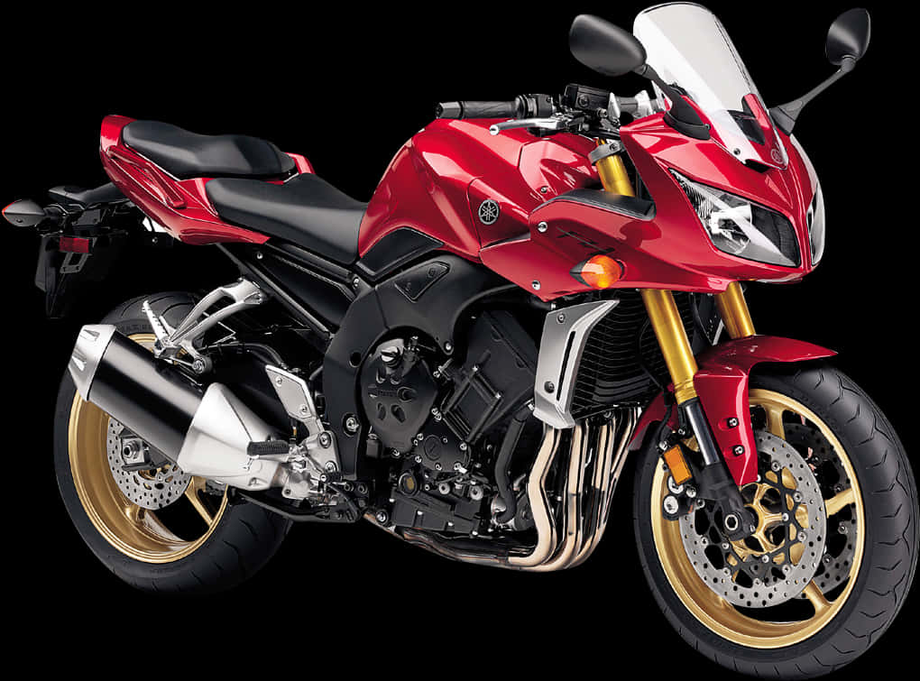 腳踏車 桌布 壁紙 — 一台時尚的紅金色Yamaha運動機車，帶有鍍鉻裝飾，在純黑色背景前矗立。