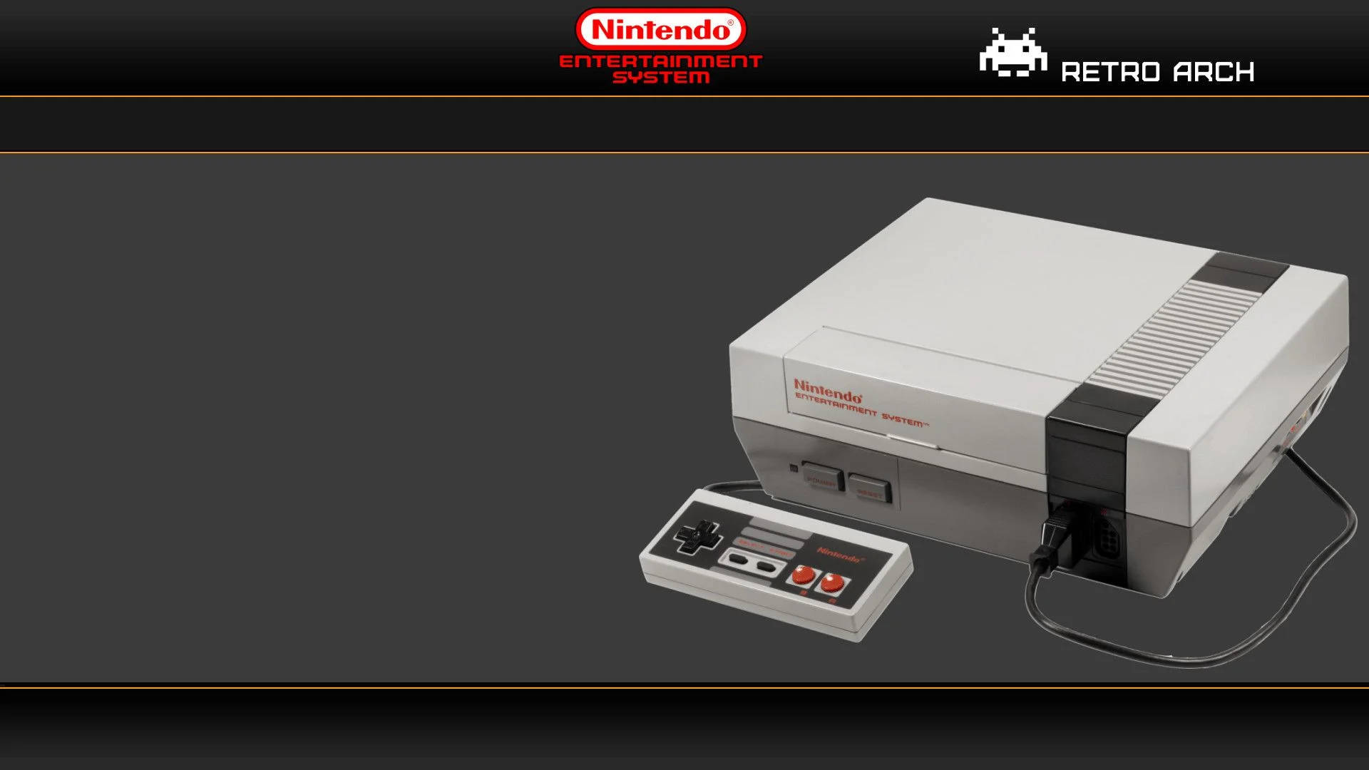 Nes 桌布 壁紙 — 一台純白色的 Nintendo Entertainment System 主機與控制器，置於深灰色背景中央。