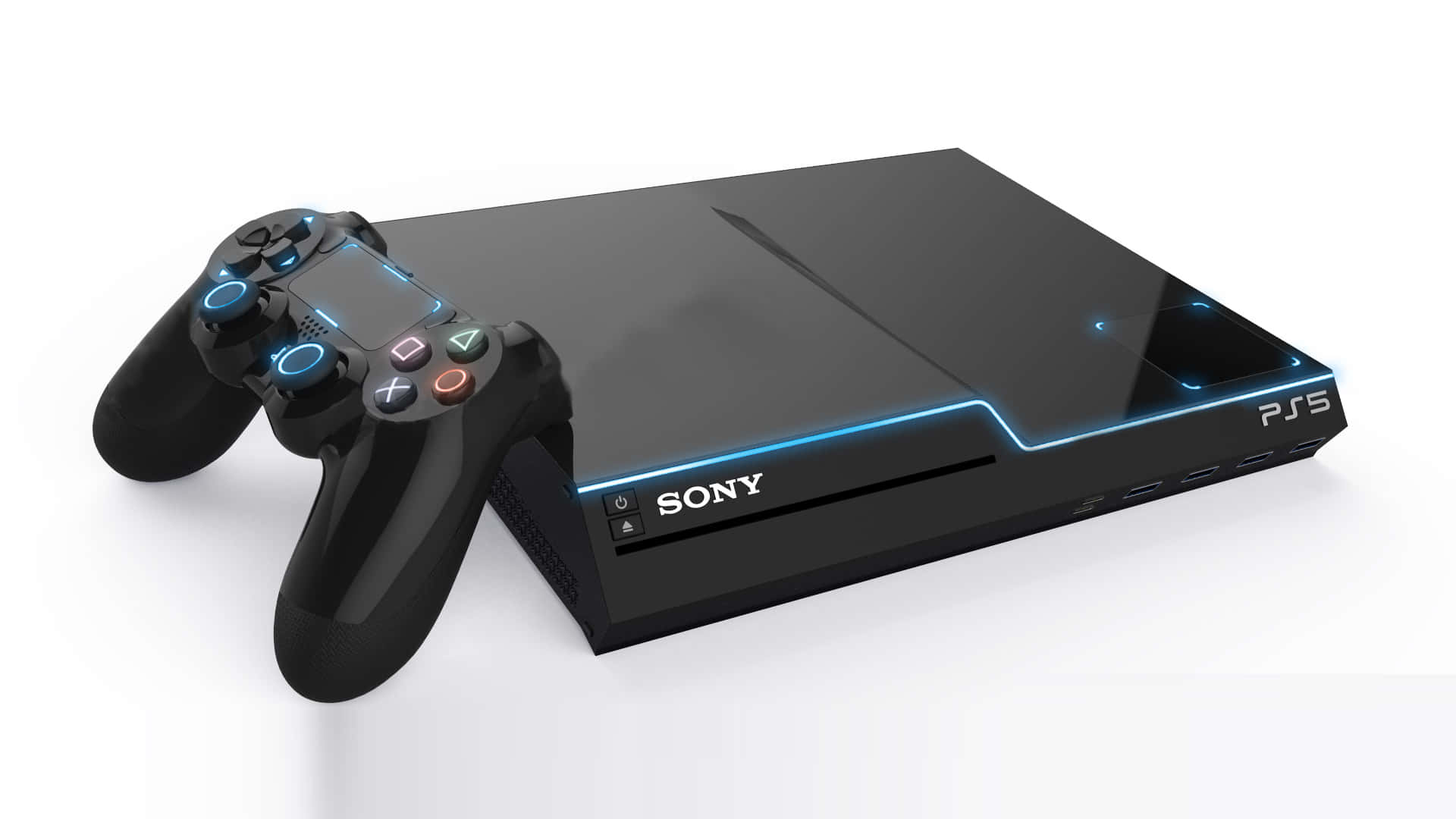 一台索尼PlayStation 4主機與兩支控制器 壁紙
