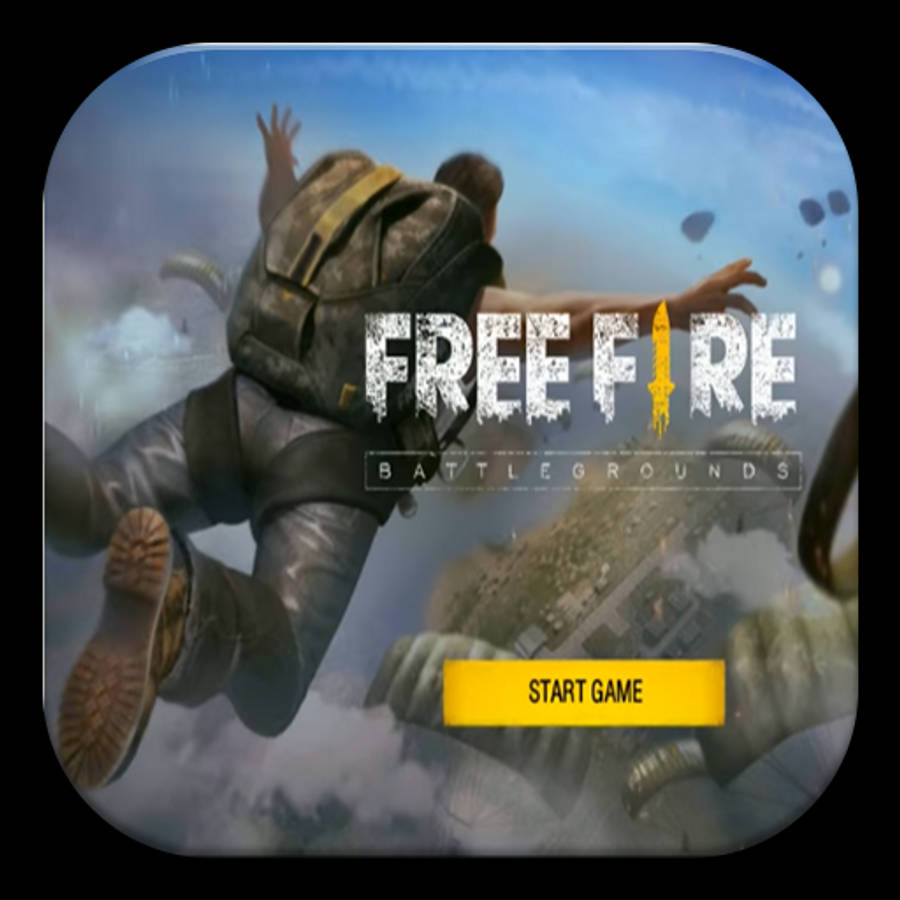 電玩遊戲 桌布 壁紙 — 一名士兵在Free Fire遊戲標誌中，穿過暴風雨的天空跳傘到一個被戰爭蹂躪的戰場。