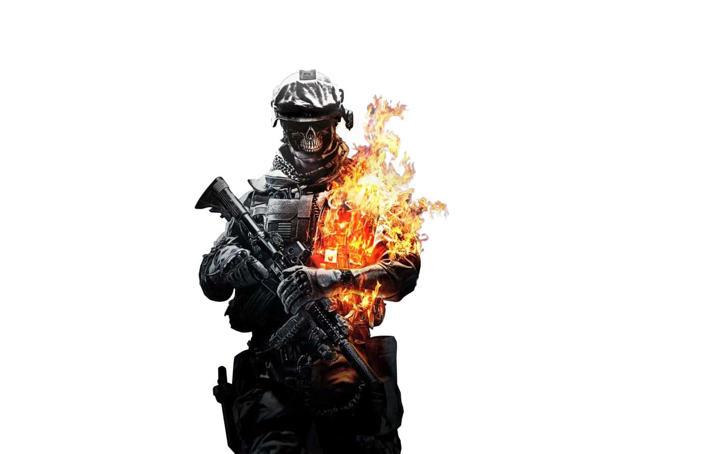 一名士兵持槍與火焰 壁紙