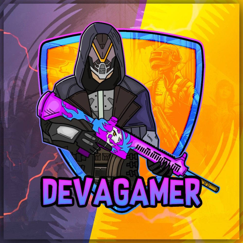 身穿暗色盔甲的玩家手持發光武器，帶有「DEVAGAMER」文字。