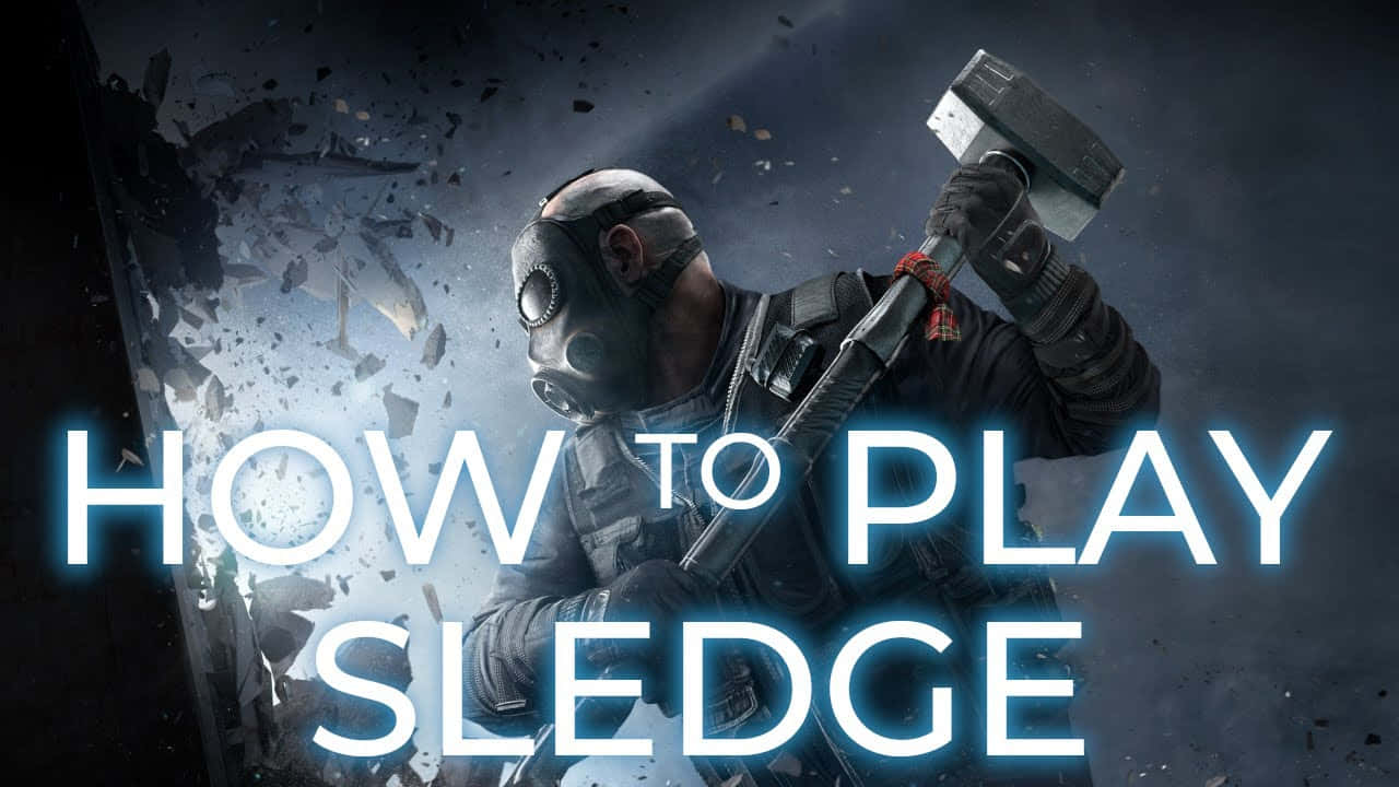Rainbow Six Siege Sledge 桌布 壁紙 — 一名戴面具的士兵在戲劇性燈光下，於破碎瓦礫中揮舞大錘。