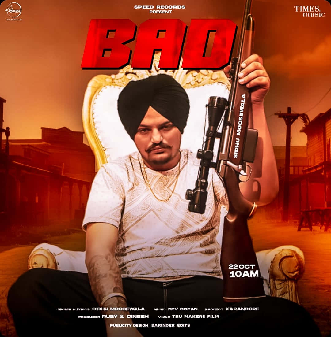 歌手 Sidhu Moosewala 在西部小鎮場景中手持步槍坐在寶座上。 — Sidhu Moose Wala 壁紙