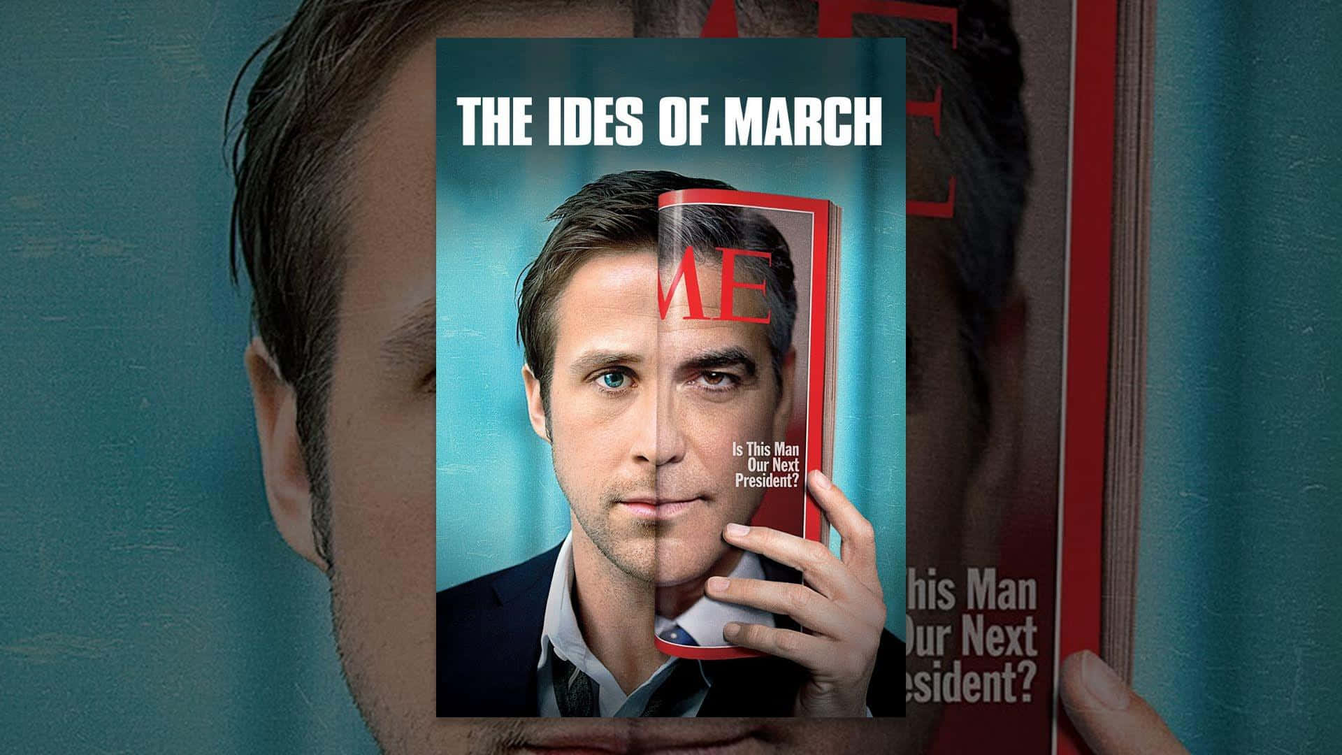 Ides Of March 桌布 壁紙 — 一名男子手持一本名為「THE IDES OF MARCH」的雜誌，他的臉部部分被封面遮擋。