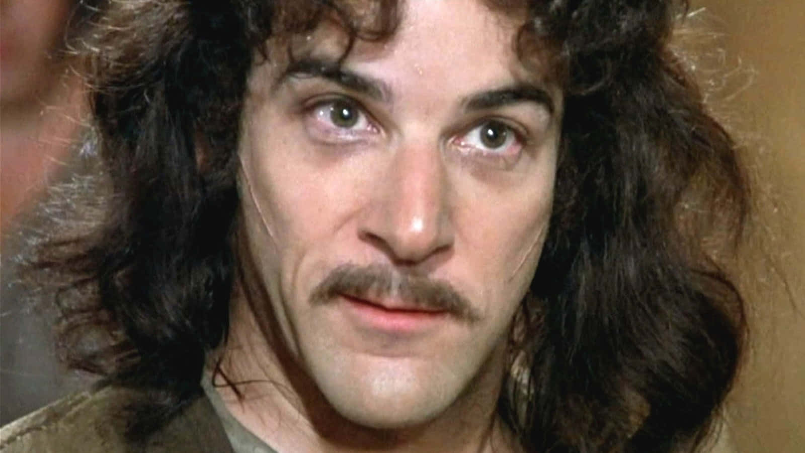 Mandy Patinkin 桌布 壁紙 — 一名留著長深色捲髮和鬍鬚的男子特寫，專注地看著相機。