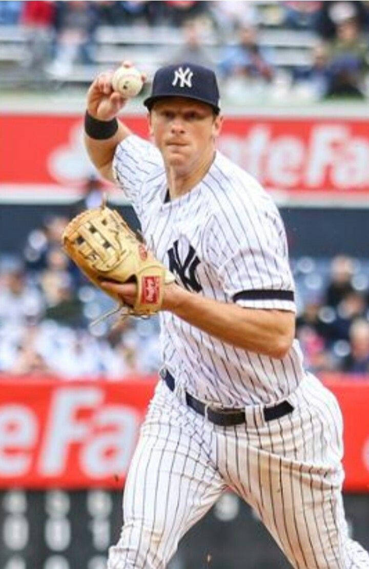 Dj Lemahieu 桌布 壁紙 — 一名紐約洋基隊投手在日間棒球比賽中投球，背景是模糊的球場人群。