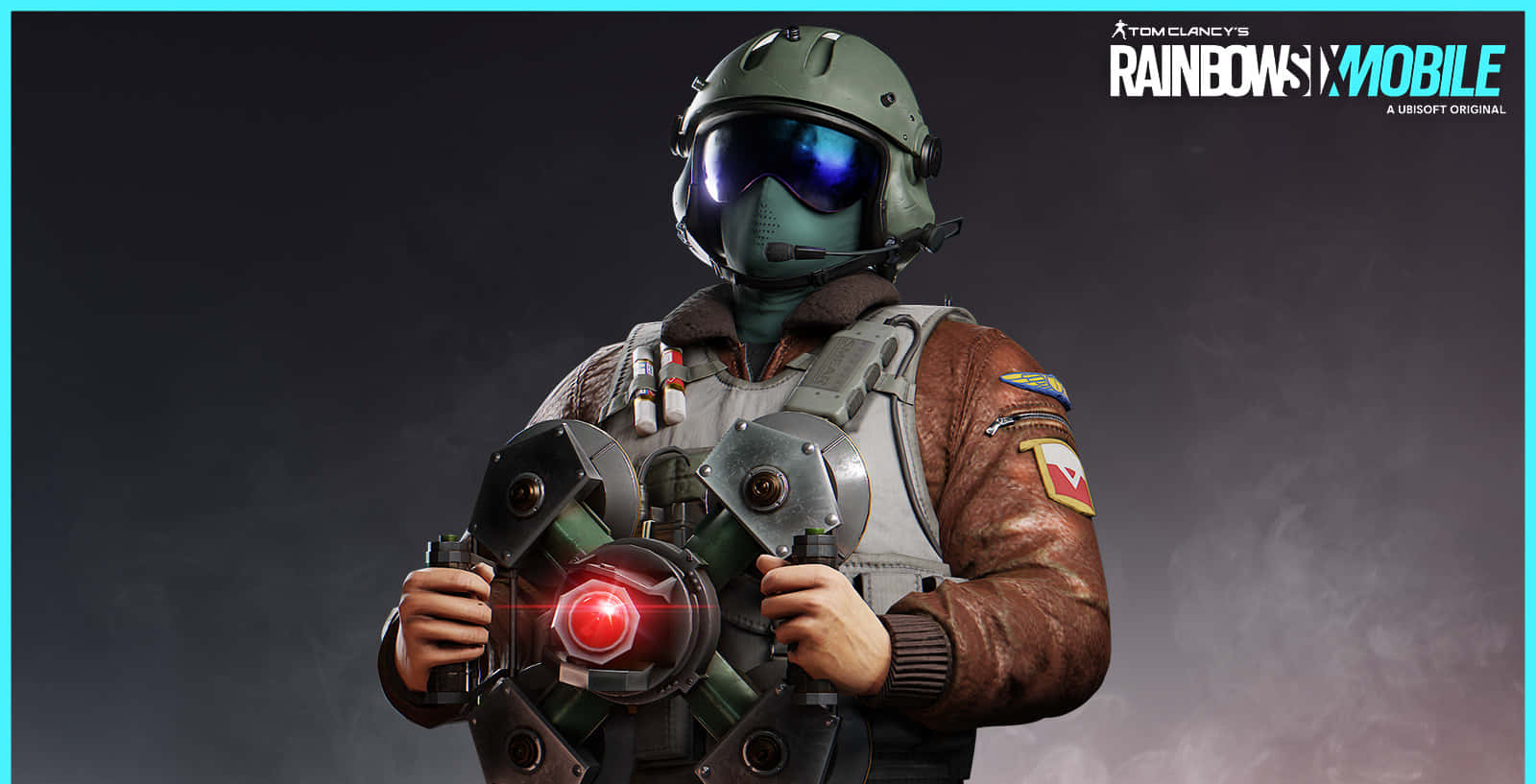 Rainbow Six Siege Jager 桌布 壁紙 — 一名身穿戰術裝備的士兵在黑暗煙霧背景下手持發光的紅色武器。