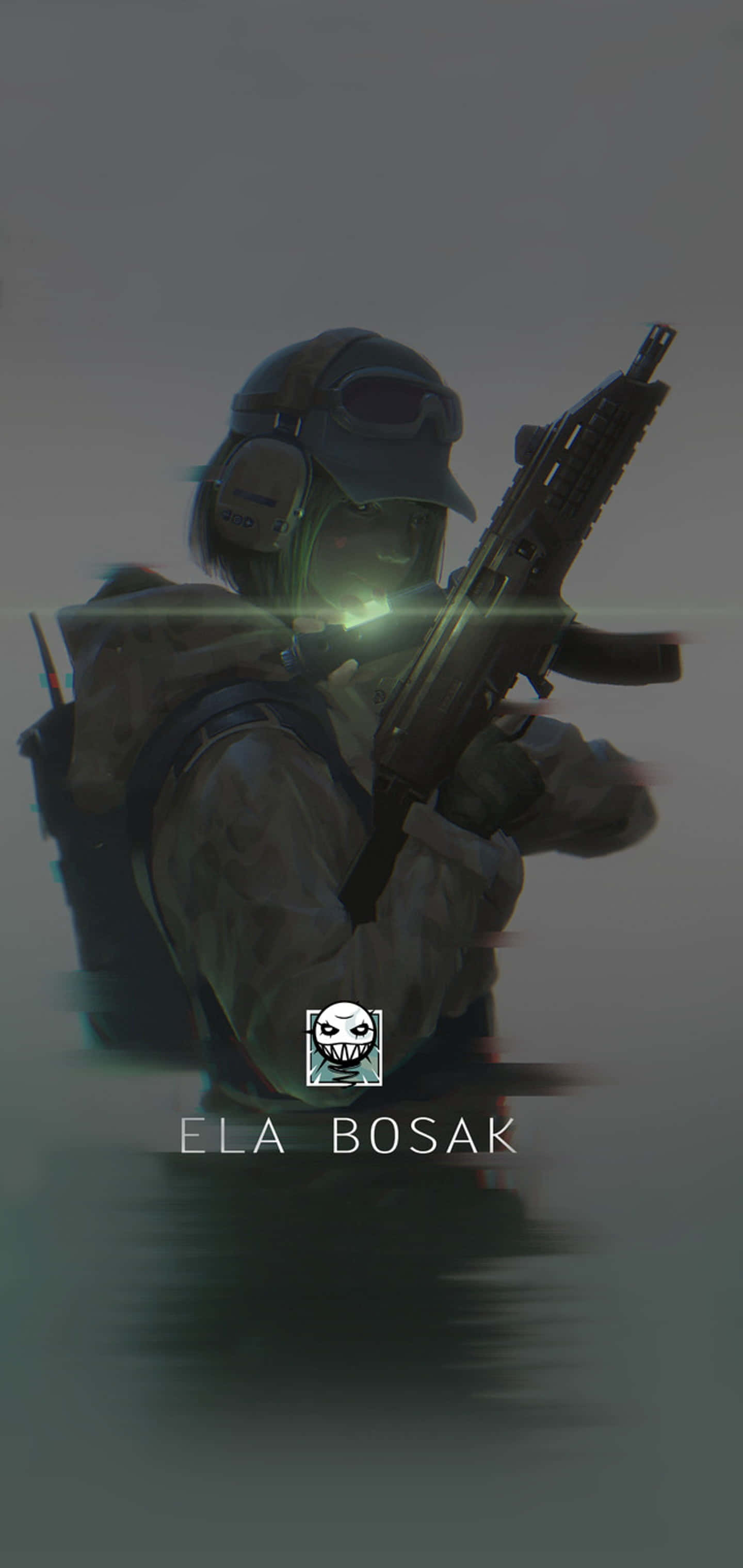 Ela R6 桌布 壁紙 — 一名身穿戰術裝備的士兵涉水穿過渾濁的水面，手持帶有綠色發光瞄準器的步槍。