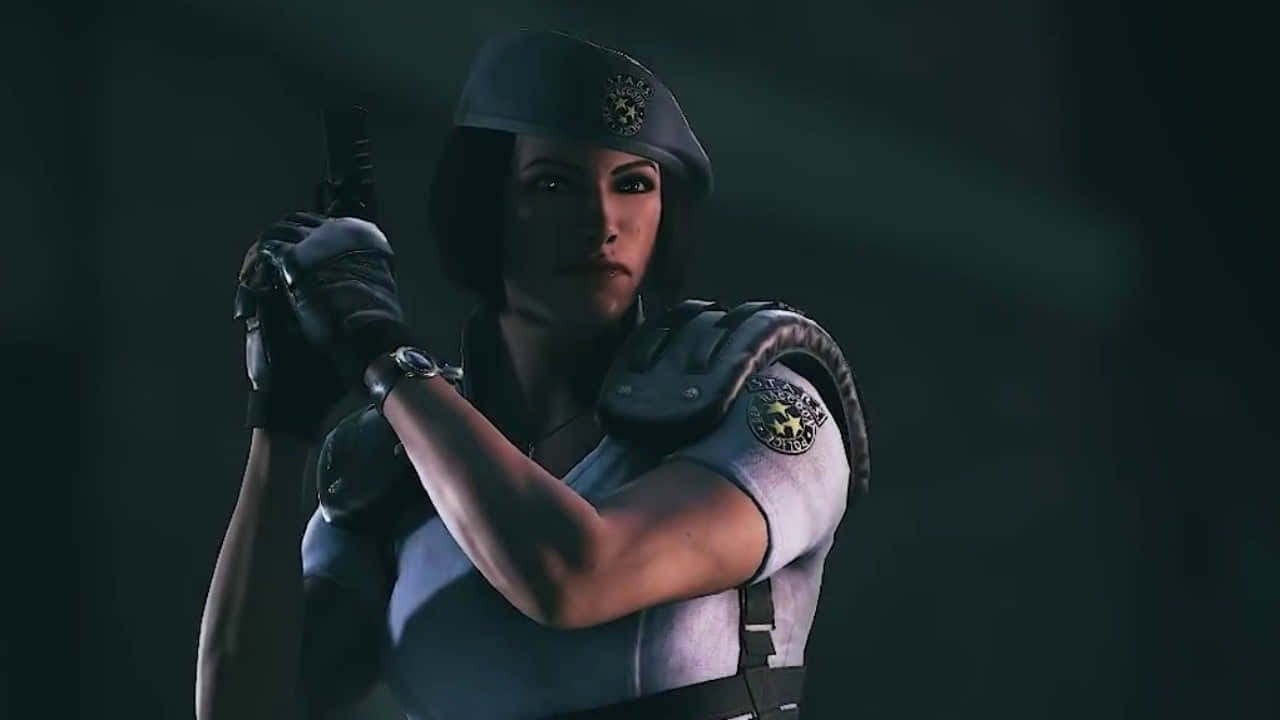 Zofia R6 桌布 壁紙 — 一名身穿戰術裝備的女兵在昏暗環境中專注地握著手槍。