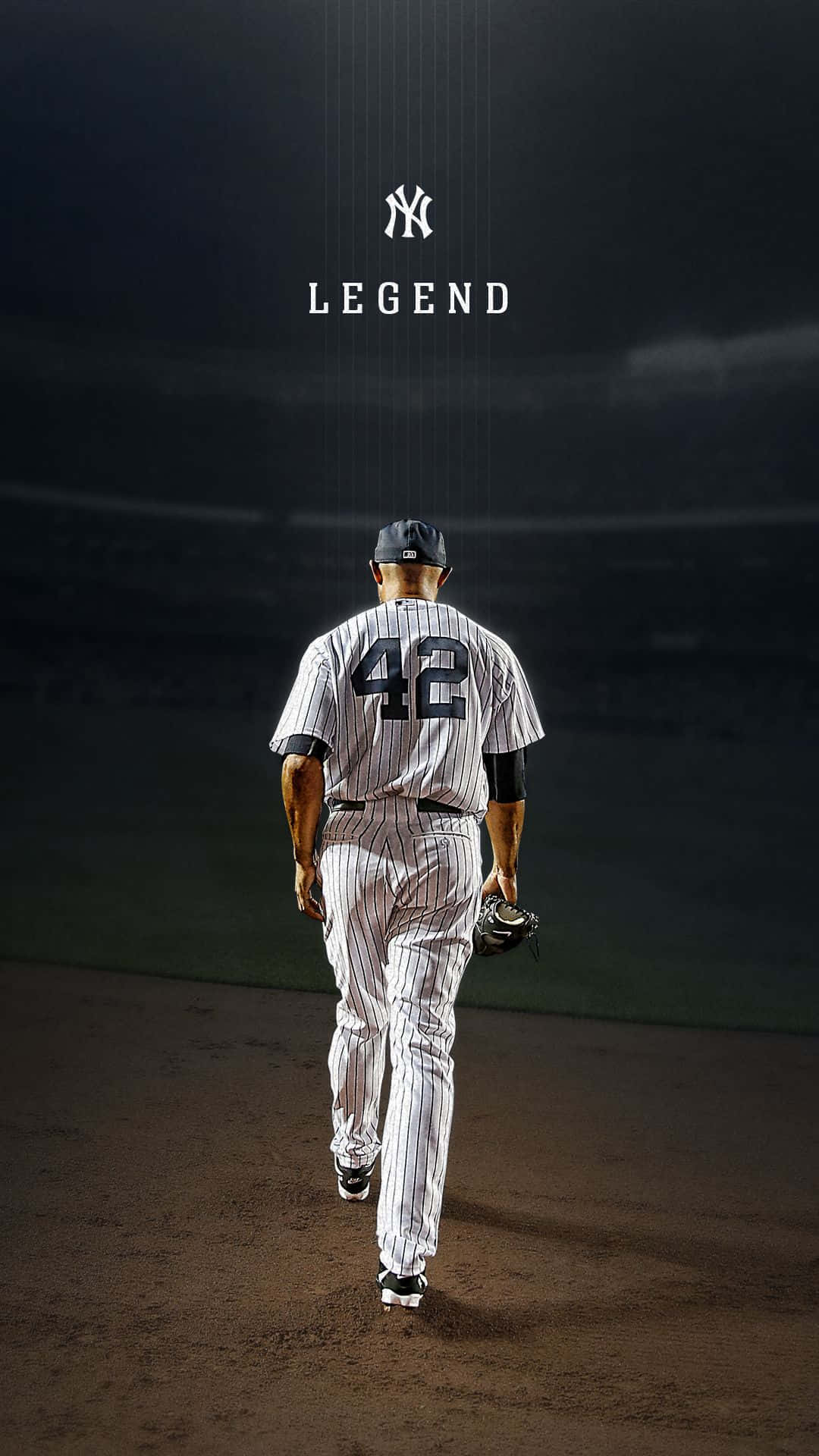 MLB Baseball League 桌布 壁紙 — 一名身穿條紋球衣的棒球運動員在球場燈光下，於昏暗的場地上背對鏡頭走開。