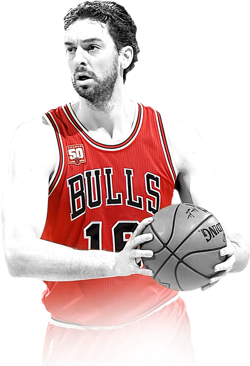 NBA 桌布 壁紙 — 一名身穿紅色公牛隊球衣的籃球運動員，在純黑背景下專注地持球。