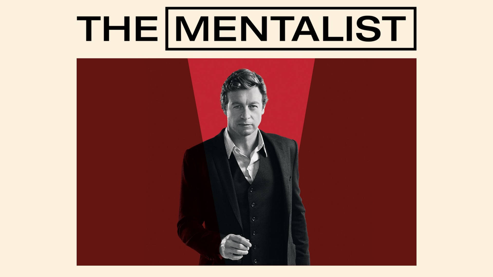 身穿西裝的男子，標題 'The Mentalist'，紅色和米色背景 — 神秘 壁紙