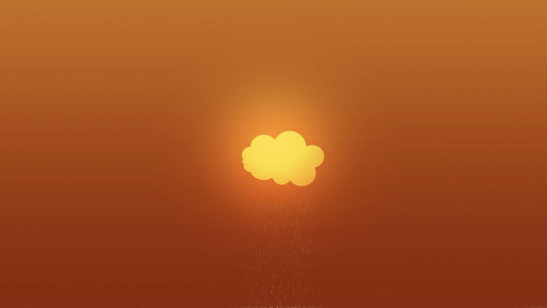 Orange 桌布 壁紙 — 一團發光的黃色雲朵在漸變橙色天空和細雨飄落中散發溫暖。