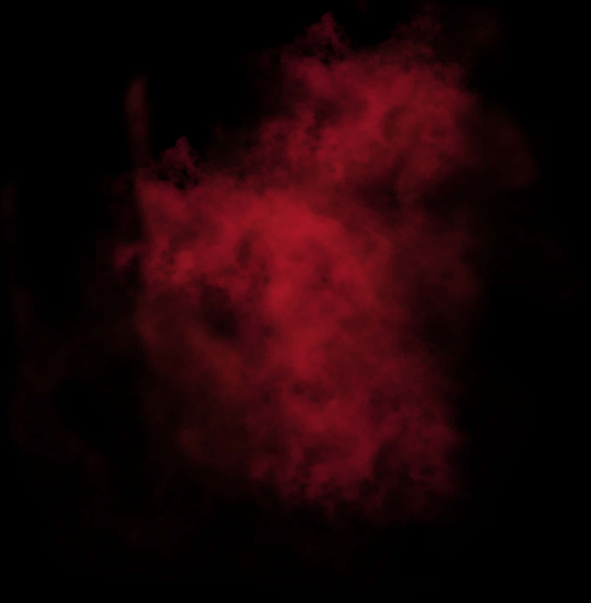 Red Smoke Effect 桌布 壁紙 — 一團鮮紅色的煙雲在純黑色背景上翻騰，營造出戲劇性且強烈的視覺效果。