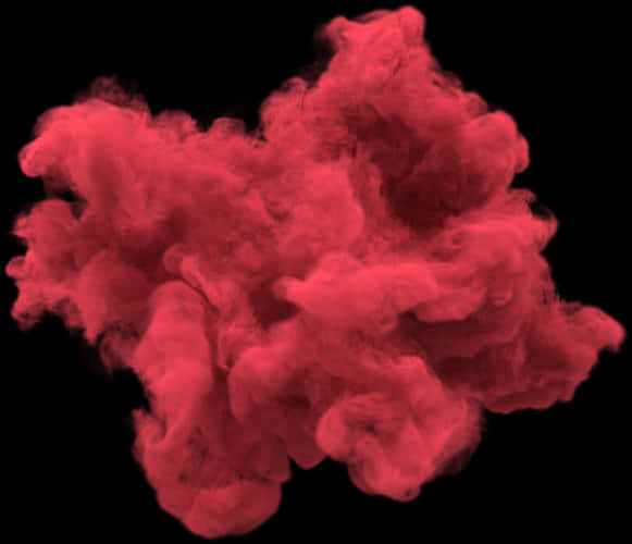 Red Smoke Effect 桌布 壁紙 — 一團鮮紅色的煙霧在純黑背景上動態地翻騰。