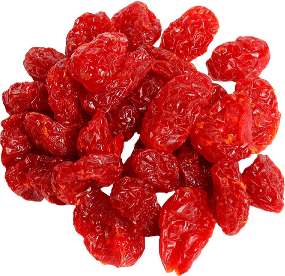 Fruit 桌布 壁紙 — 一堆充滿活力的皺皮曬乾番茄，在純黑背景下閃耀著濃郁的紅色色調。