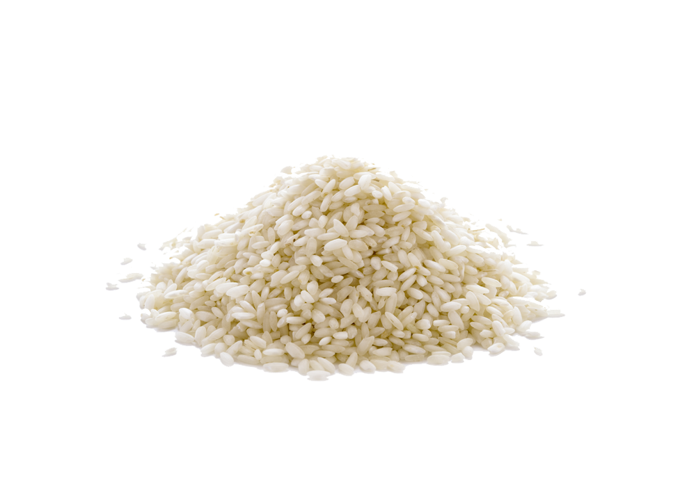 Rice 桌布 壁紙 — 一堆整齊的白米粒，孤立在純白背景上，帶有柔和陰影。
