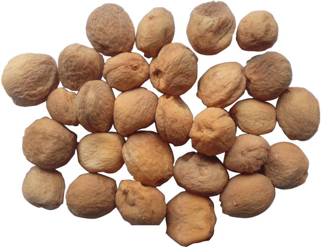 Dried Fruit 桌布 壁紙 — 一堆皺巴巴的米色乾果散落在純黑色背景上。