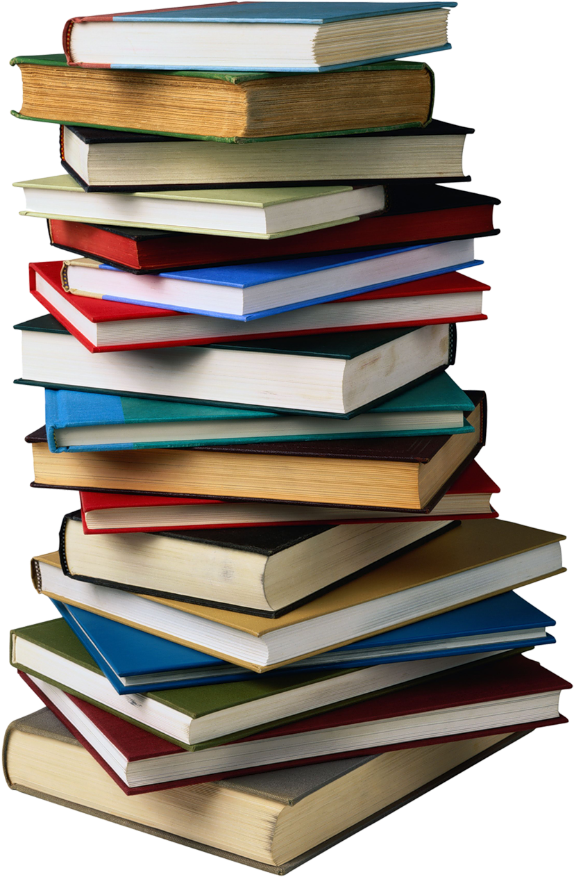 Library 桌布 壁紙 — 一堆色彩繽紛的精裝書和平裝書高高堆起，搖搖欲墜，背景是純黑色。